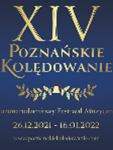 Poster with information about the festival - golden inscriptions on dark blue background
