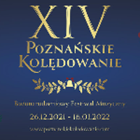 Poster with information about the festival - golden inscriptions on dark blue background