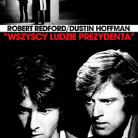 BLack and white poster: photo of two actors: Dustin Hoffman and Robert Redford.