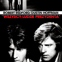 BLack and white poster: photo of two actors: Dustin Hoffman and Robert Redford.
