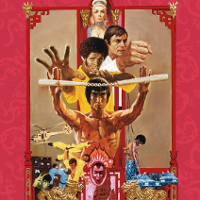 Film poster with photo of Bruce Lee and other actors performing in a movie.