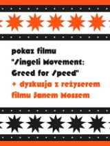 Poster with information about the eventt in white, orange and black colours.