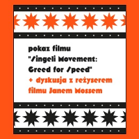 Poster with information about the eventt in white, orange and black colours.