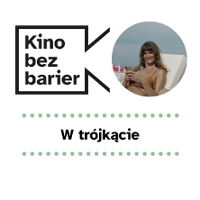 Event poster - the title of the film and the title of the cycle - black text on white background. On the right -a photo of a woman in bikini, smiling to the camera.