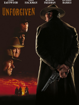 Film poster with photos of the actors. One of the actors is standing with his back to the camera, holding a gun.