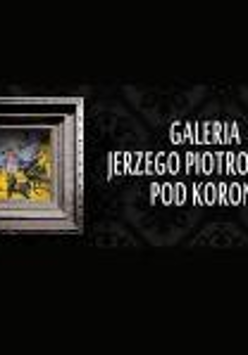 A painting on a black background and the name of the gallery