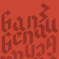 Dark "Ganz Genau" inscription on a red background