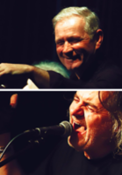 A photo divided into two - on each part a picture of one performer