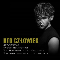 Event poster - a young man dressed in black t-shirt and information about the performance on a black background.