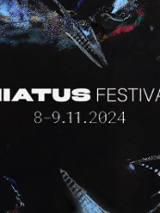 Hiatus Festival with its name and date of it, dark background.