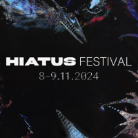 Hiatus Festival with its name and date of it, dark background.
