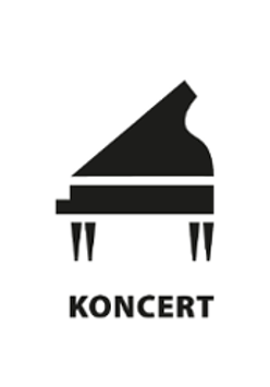 Black picture of a grand piano, white background.