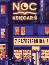 Event poster: a drawing of a building at night and information about the event.