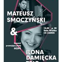 Black and white concert poster with photos of the performers and information about the event.