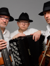 Picture of the members of the band - three men with musical instruments.