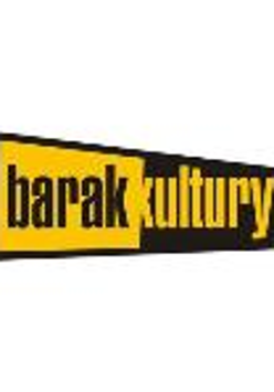 Black and orange lettering with the name "Barak Kultury"