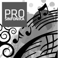 Black, gray and white logo - notes on a staff and the title of the serie "Pro Sinfonika"