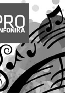 Black, gray and white logo - notes on a staff and the title of the serie "Pro Sinfonika"