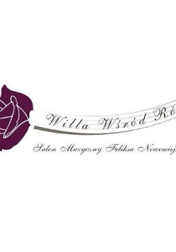 Drawing of a rose and the name of the concert hall: Willa Wśród Róż (Rose Villa).