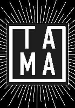 Black and white logo of the club - white text (the name of the club) in a frame on black background