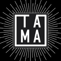 BLack and white logo: white name of the club in a frame on black background.