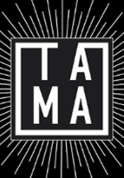 BLack and white logo: white name of the club in a frame on black background.