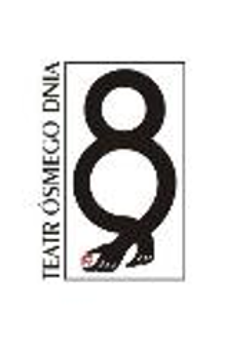 Black and white logo of the Theatre: the name of the theatre and number 8 with hands.
