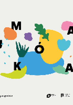 Event poster - colourful spots and letters on the white background