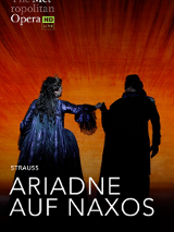 Event poster: a woman in a wide, navy blue dress with a tiara on her head, holding the hand of a man standing in the shadow. Orange-red background