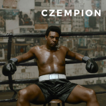 Event poster: African American sitting in the corner of the boxing ring.
