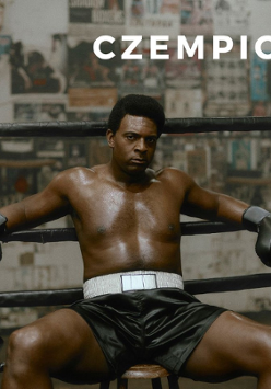 Event poster: African American sitting in the corner of the boxing ring.