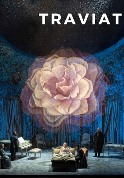 Event poster - photo from the opera and a big flower in the middle of a poster.