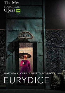 The poster shows a woman standing inside the hotel's elevator. The woman has an open umbrella because it is raining inside the elevator