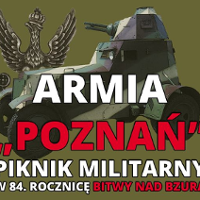 Event poster with information about it and a drawing of the military vehicle.