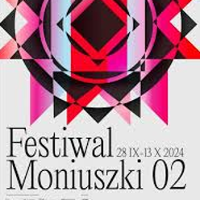 Poster of Moniuszko Festival - colourful shapes and information about the Festival.