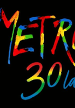 Colourful title: "Metro 30 lat" on black background.