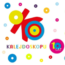 Event poster: colourful dots and colourful inscription "Oko kalejdoskopu".