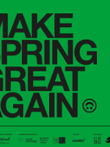 Event poster - festival's slogan "Make spring great again" on a green background.