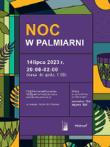 Poster in green and violet colours with information about the event.