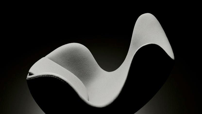 Black and white photo of a modern armchair