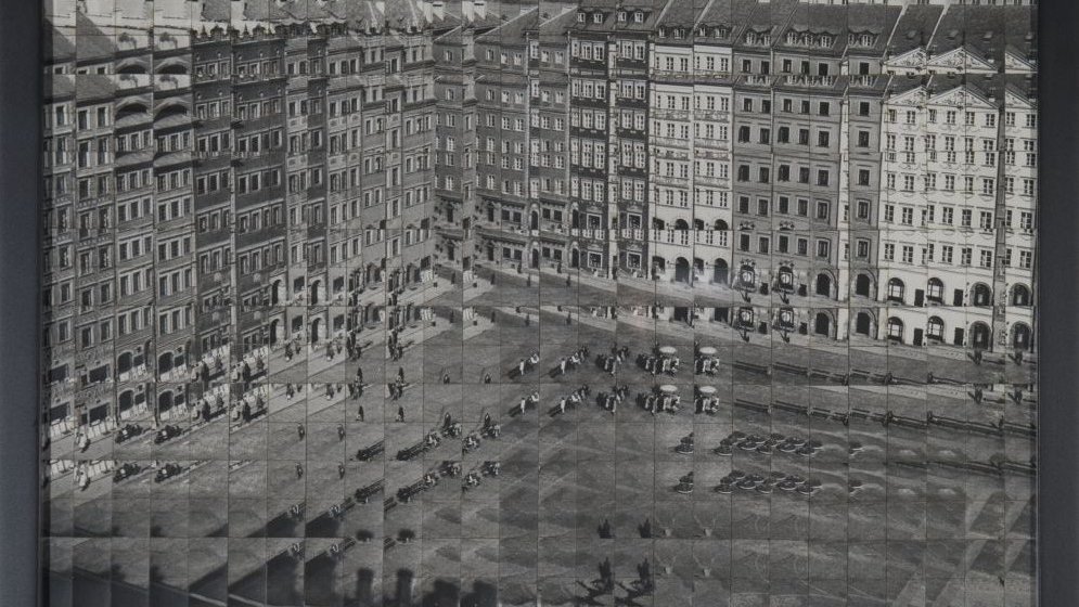 Black and white photo of one of the works from exhibition