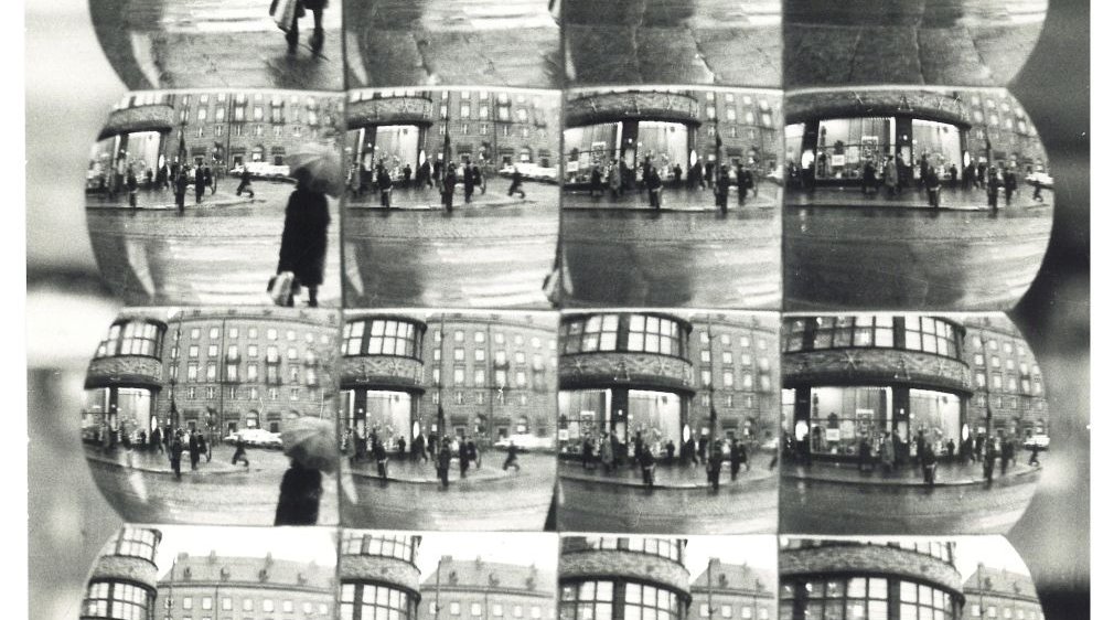 Black and white photo of one of the works from exhibition