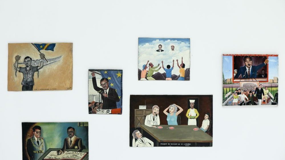 Photo of six colourful pictures hanging on the wall