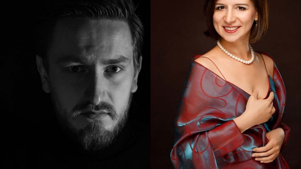 Photo divided into two: on the left - black and white photo of Damian Wilma, on the right - coloured photo of Alicja Tarczykowska