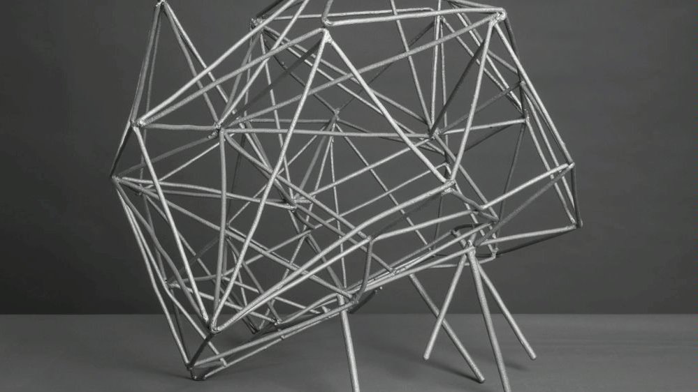 Photo of metal construction on a grey background