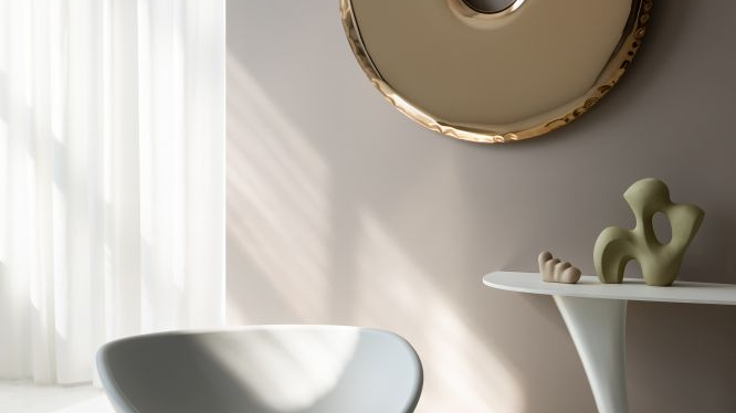 One of the exhibition works - a picture of a few objects in a room partly lit by sunlight.