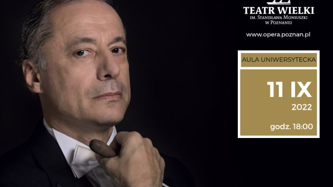 Concert poster - photo of the conductor and information about the concert.