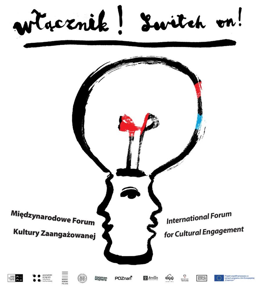 Event poster: the graphic of a huge light bulb, the bottom of which resembles a head. - grafika artykułu