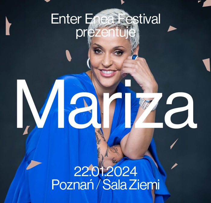 Photo of smiling Mariza in blue dressand information about the event. - grafika artykułu