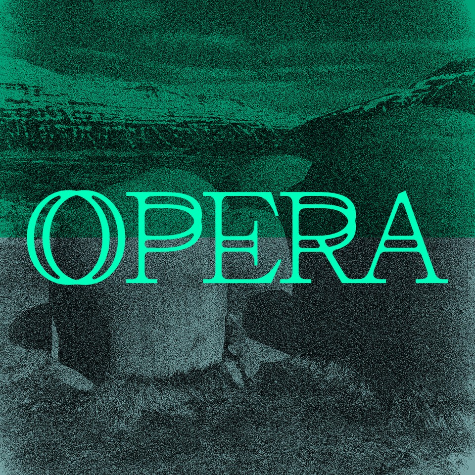 The inscription "Opera" on a green-gray background. - grafika artykułu